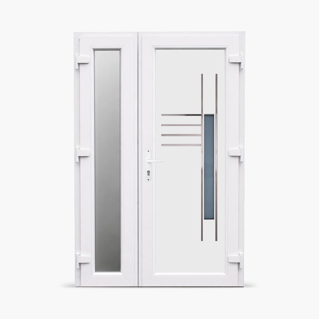 Dvokrilna-ulazna-vrata-desna-Inox Line 3 Satinato Dvokrilna ulazna vrata Baumann Inox Line 3 - Слика 1