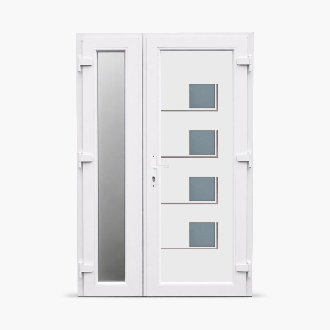 Dvokrilna-ulazna-vrata-desna-Inox Line 4 Satinato Dvokrilna ulazna vrata Baumann Inox Line 4 - Слика 1