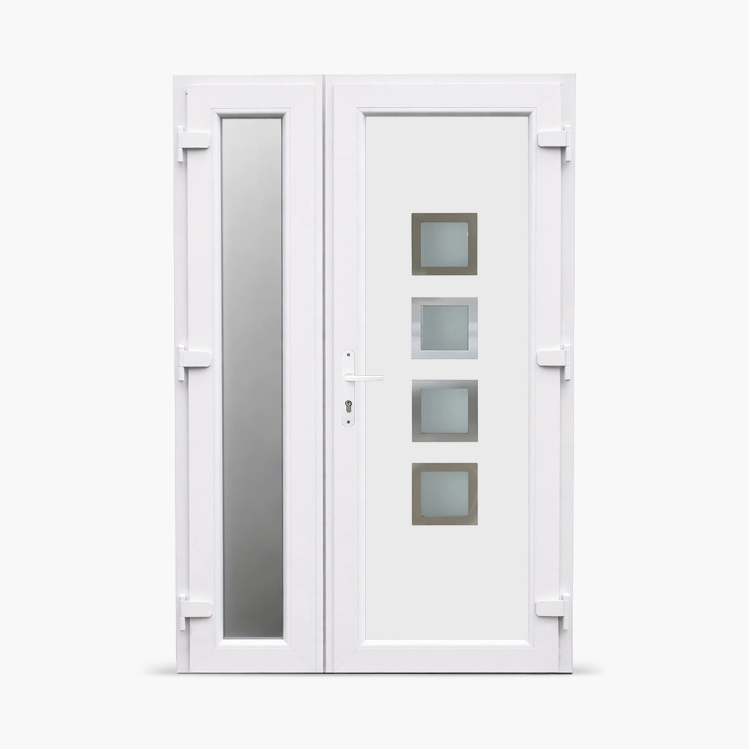 Dvokrilna-ulazna-vrata-desna-Inox Line 46 Satinato Dvokrilna ulazna vrata Baumann Inox Line 46 - Слика 1